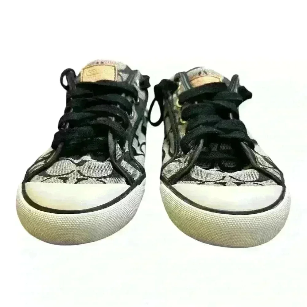 COACH Barrett II Monogram Signature C Black Gray Sneaker Size 7.5W Grey low top - Picture 12 of 13